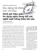 Xây dựng hệ thống các chỉ tiêu đánh giá hiệu quả tín dụng ngân hàng đối với nghề nuôi trồng thủy hải sản 