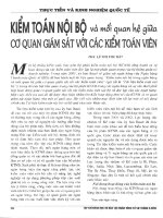 Kiểm toán nội bộ và mối quan hệ giữa cơ quan giám sát với các kiểm toán viên 