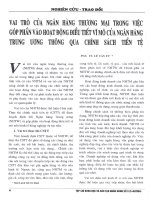 Vai trò của ngân hàng thương mại trong việc góp phần vào hoạt động điều tiết vĩ mô của ngân hàng trung ương thông qua chính sách tiền tệ 