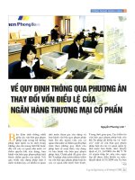 Về quy định thông qua phương án thay đổi vốn điều lệ của ngân hàng thương mại cổ phần 