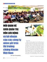 Đông  mối quan hệ giữa quản trị vốn lưu động và lợi nhuận của các công ty niêm yết trên thị trường chứng khoán việt nam 