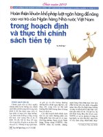 Hoàn thiện khuôn khổ pháp luật ngân hàng để nâng cao vai trò của ngân hàng nhà nước việt nam trong hoạch định và thực thi chính sách tiền tệ 