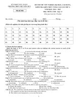 Đề kiểm tra kiến thức nâng cao môn Tiếng Anh lớp 11 trường THPT Việt Yên số 2, Bắc Giang