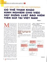 Luật bảo hiểm tiền gửi indonesia có thể tham khảo kinh nghiệm cho việc xây dựng luật bảo hiểm tiền gửi tại việt nam 