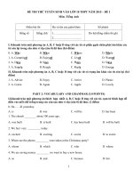 Đề thi thử tuyển sinh vào lớp 10 môn Tiếng Anh năm 2015 (Đề 1)