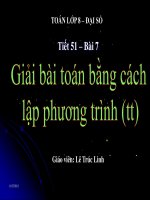 Bài giảng bài giải toán bằng cách lập phương trình (tiếp theo) đại số 8 (4) 