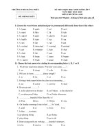 Đề thi học sinh giỏi Tiếng Anh lớp 7 THCS Bằng Phúc năm 2014-2015 (Đề 1)