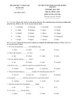 Đề thi tuyển sinh vào lớp 10 THPT Chuyên môn Tiếng Anh tỉnh Hưng Yên năm 2014 - 2015