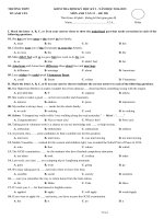 Bộ đề thi Tiếng Anh học kỳ I lớp 12 năm 2014 - 2015