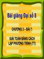 Bài giảng bài giải toán bằng cách lập phương trình (tiếp theo) đại số 8 (3) 