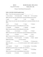 Đề kiểm tra học kì 2 môn Tiếng Anh lớp 10 năm 2013 - 2014 trường THPT Phú Nhuận