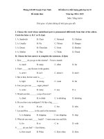 Đề thi giữa học kỳ II môn Tiếng Anh lớp 6 huyện Trực Ninh năm 2015