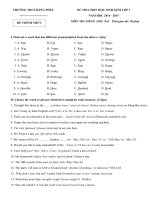 Đề thi học sinh giỏi Tiếng Anh lớp 7 THCS Bằng Phúc năm 2014-2015 (Đề 2)