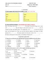 Bộ đề thi Tiếng Anh trường THCS Chùa Hằng II