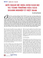 Mối quan hệ giữa đòn cân nợ và tăng trưởng của các doanh nghiệp ở việt nam 