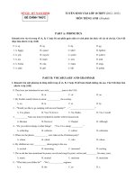 Đề thi Tiếng Anh tuyển sinh vào lớp 10 tỉnh Nam Định năm 2012 - 2013