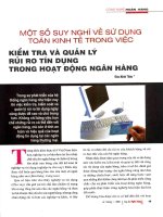 Một số suy nghĩ về sử dụng toán kinh tế trong việc kiểm tra và quản lý rủi ro tín dụng trong hoạt động ngân hàng 