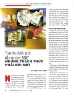 Thực thi chính sách tiền tệ năm 2007 những thách thức phải đối mặt 