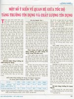 Một số ý kiến về quan hệ giữa tốc độ tăng trưởng tín dụng và chất lượng tín dụng 
