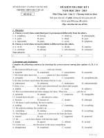 Đề kiểm tra học kỳ I môn Tiếng Anh (cơ bản) lớp 11 trường Chu Văn An năm 2014 - 2015