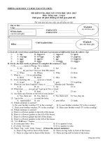 Đề kiểm tra học kì I lớp 6 môn Tiếng Anh năm 2014 - 2015 huyện Tân Châu