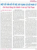 Một số vấn đề về việc xây dựng cơ sở pháp lý cho hoạt động tài chính vi mô tại việt nam 