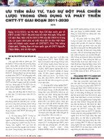 Ưu tiên đầu tư, tạo sự đột phá chiến lược trong ứng dụng và phát triển CNTT TT giai đoạn 2011 2020 