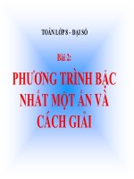 Bài giảng bài phương trình bậc nhất một ẩn đại số 8 