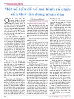 Một số vấn đề về mô hình tổ chức của quỹ tín dụng nhân dân 