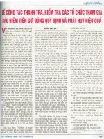 Để công tác thanh tra, kiểm tra các tổ chức tham gia bảo hiểm tiền gửi đúng quy định và phát huy hiệu quả 