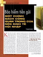 Bảo hiểm tiền gửi một chính sách công quan trọng của nền kinh tế hội nhập 
