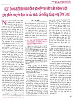 Hoạt động ngân hàng nông nghiệp và phát triển nông thôn góp phần chuyển dịch cơ cấu kinh tế ở đồng bằng sông cửu long 