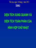 Bài giảng bài diện tích xung quanh   diện tích toàn phần của hình hộp chữ nhật toán 5 