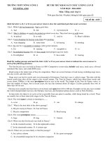 Đề thi thử khảo sát chất lượng môn Tiếng Anh lớp 11 trường THPT Nông Cống 1 năm 2014 - 2015 (lần 2)
