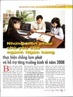 Những biện pháp chủ yếu của ngành ngân hàng thực hiện chống lạm phát và hỗ trợ tăng trưởng kinh tế năm 2008 