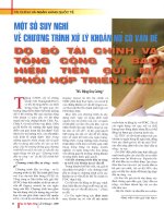 Một số suy nghĩ về chương trình xử lý khoản nợ có vấn đề do bộ tài chính và tổng công ty bảo hiểm tiền gửi mỹ phối hợp triển khai 