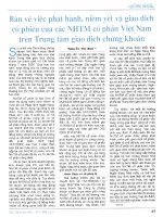 Bàn về việc phát hành, niêm yết và giao dịch cổ phiếu của các NHTM cổ phần việt nam trên trung tâm giao dịch chứng khoán 