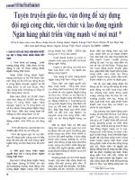 Tuyên truyền giáo dục, vận động để xây dựng đội ngũ công chức, viên chức và lao động ngành ngân hàng phát triển vững mạnh về mọi mặt 