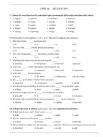 Bài tập Tiếng Anh theo chủ đề Recreation