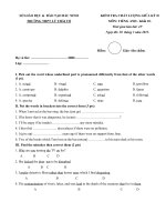 Đề thi giữa kỳ 2 môn Tiếng Anh lớp 10 THPT Lý Thái Tổ, Bắc Ninh năm 2015