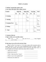 Đề kiểm tra Tiếng Anh lớp 6 trường THCS Đoàn Thị Điểm, Phú Yên (test 2)