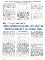 Thực trạng và giải pháp hoạt động tín dụng ngân hàng nông nghiệp và phát triển nông thôn ở tỉnh miền núi sơn la 