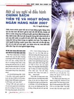 Một số suy nghĩ về điều hành chính sách tiền tệ và hoạt động ngân hàng năm 2007 