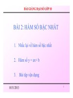 Bài giảng bài hàm số y = ax + b đại số 10 (2) 