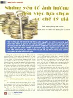 Những yếu tố ảnh hưởng đến việc lựa chọn cơ chế tỷ giá 