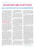 Giải pháp hoàn thiện cơ chế tín dụng phục vụ phát triển kinh tế các khu công nghiệp đồng nai 