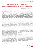 Nhận thức và xử lý đúng đắn các mối quan hệ kinh tế tiền tệ ở việt nam 