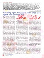 Tín dụng ngân hàng góp phần phát triển ngành hoa tại thành phố đà lạt 