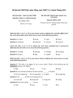 Đề thi thử THPTQG môn Tiếng Anh THPT Lý Chính Thắng 2015