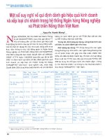 Một số suy nghĩ về qui định đánh giá hiệu quả kinh doanh và xếp loại chi nhánh trong hệ thống ngân hàng nông nghiệp và phát triển nông thôn việt nam 